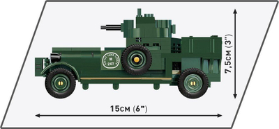 Lodër me tulla ndërtimi Cobi HC Rolls Royce Armoured Car, 267 copa, shkallë 1:35, jeshile ushtarake