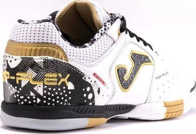 Këpucë futsalli Joma Top Flex 24 Indoor, lëkurë, taban gome, të bardha me të zeza
