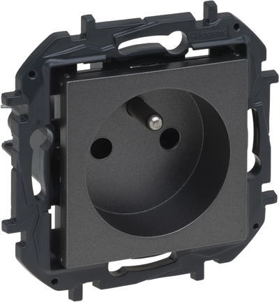 Prizë muri Legrand Niloe S 2P+T, 16A 250V, plastike pa halogjen, gri çelik