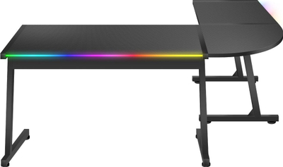 Tavolinë gaming Huzaro Hero 6.0, formë këndi L, LED RGB, e zezë