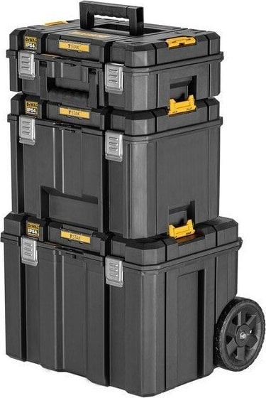 Set kuti veglash Dewalt TSTAK Mobile, 3 pjesë, me karrocë, i verdhë