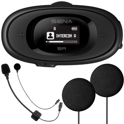 Sistem komunikimi Sena 5R, interkom HD për 2 veta, Bluetooth, i zi