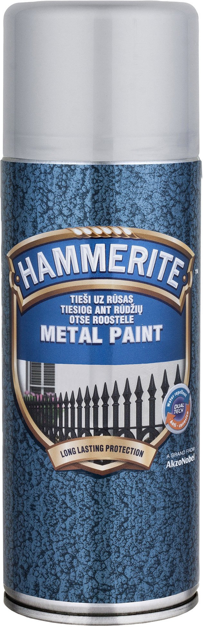 Bojë sprej për metal Hammerite Hammered, efekt çekiçi, 400ml, gri argjendtë