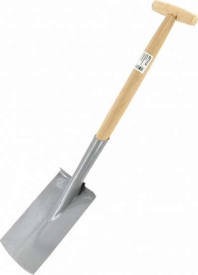 Lopatë kopshti Awtools me bisht druri, dorezë T, gri