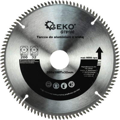 Кружен нож Геко Carbide Tipped 200mm, 100 заби, дупка 32mm, со сет редуктори
