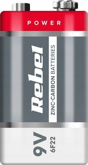 Bateri zink karbon Rebel 6F22, 9V, blister