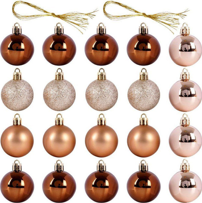 Set zbukurimesh për pemë Orion, 20 topa 4 cm, plastikë e pathyeshme, ngjyrë ari amber
