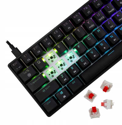Tastierë gaming White Shark Shinobi Red, mekanike, me kabllo, me ndriçim RGB, e zezë