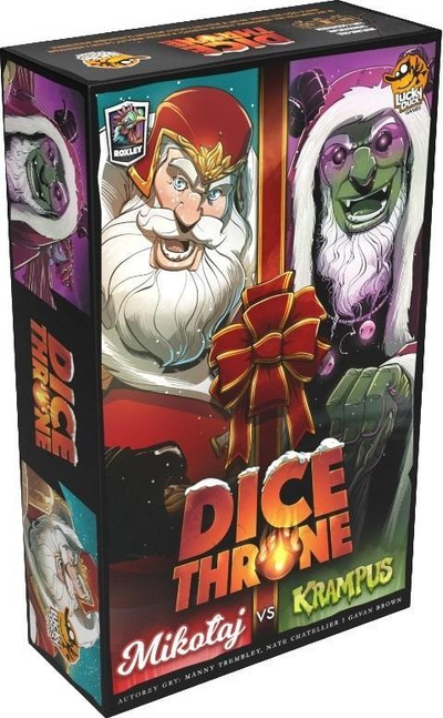Lojë tavoline Roxley Dice Throne Santa Claus kundër Krampus, për 2 vetë, me letra edhe zara