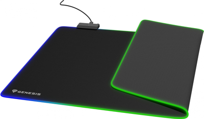 Mousepad gaming Genesis BORON 500 XXL RGB Logo, sipërfaqe speed, XXL, i zi