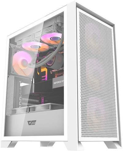 Kuti kompjuteri DarkFlash DRX70 Mesh, MIDI Tower, 4 ventillatorë RGB, e bardhë