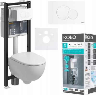 Set kornizë WC Koło Technic GT me guaskë NovaPro Premium Rimfree, varur në mur, soft close, e bardhë