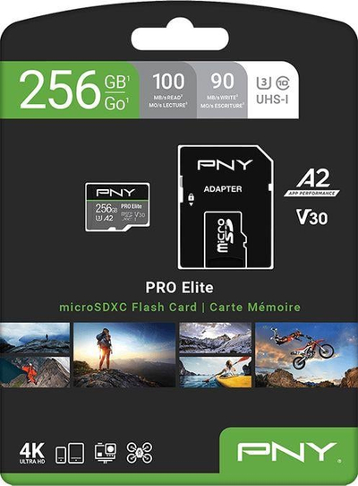 Kartë memorie PNY PRO Elite MicroSDXC, 256 GB, Class 10 UHS-I/U3 A2 V30