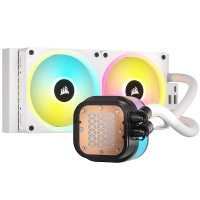 Ftohës ujor CPU CORSAIR iCUE LINK H100i RGB, 240mm, me ventilatorë QX120 RGB, i bardhë