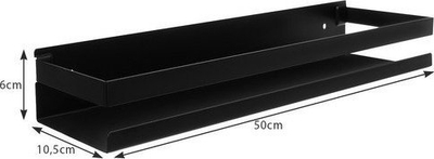 Raft muri për banjo RUHHY, 50 cm, çelik inox, i zi