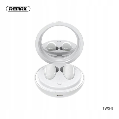 Kufje wireless Remax TWS-9, Bluetooth 5.0, me kuti karikimi, të bardha