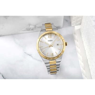 Ora dore Fossil Scarlette ES5259, çelik inox, quartz, argjendtë ari