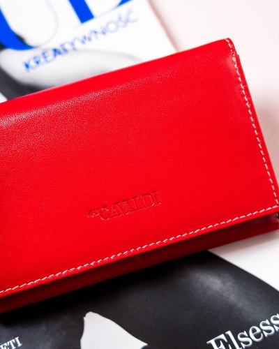 Portofol gocash 4U CAVALDI C, lëkurë natyrale, RFID, i kuq