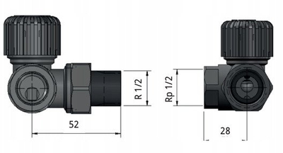 Valvul radiator Vario Term MASTER 000M772A001, me kënd majtas, nikël
