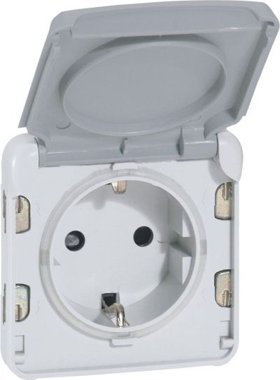 Prizë muresh Legrand Schuko, 16A, me kapak, gri