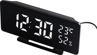 Orë alarmi Greenblue GB395, LED dixhitale, temperaturë dhe lagështi, e zezë
