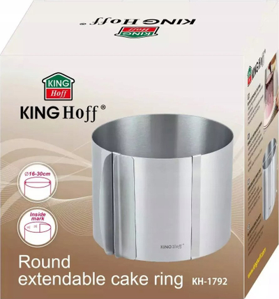 Rreth torte KING HOFF KH 1792, i rregullueshëm 16-30 cm, lartësi 12 cm, inox