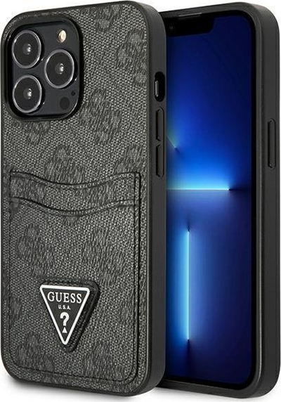 Futrollë telefoni Guess GUHCP13LP4TPK për iPhone 13 Pro / 13 6.1", me xhep kartash, e zezë