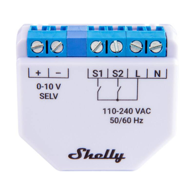 Modul dimmer Shelly Plus 0-10V, Wi-Fi, kontroll ndriçimi nga distanca, i bardhë