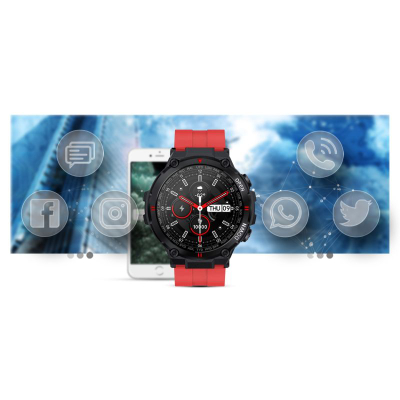 Ora e mençme Gravity GT7-5, ekran 1.28", bateri 400mAh, e zezë me të kuqe