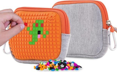 Çantë tualeti PIXIE CREW Zipper Pouch, neopren, panel silikoni, gri me panel portokalli