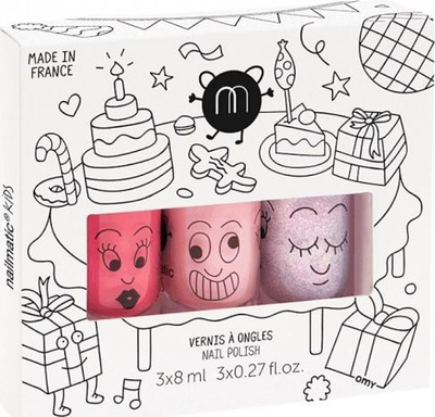 Сет лакови за нокти Nailmatic Kids Party B, 3 парчиња, 3x8ml, шарен
