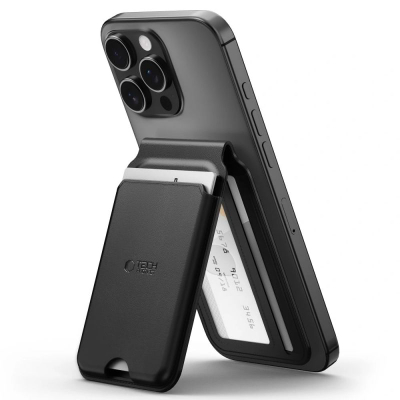 Магнетски паричник Tech-Protect MagWallet Stand, MagSafe, држач за картички 4-5, црн