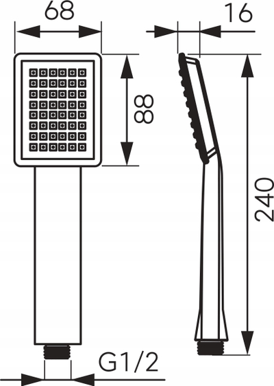 Dush dore Ferro SINUS 1F, 1 funksion, i zi