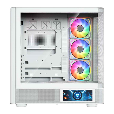 Kullë gaming Modecom Volcano AQ400 ARGB, MIDI Tower, ekran LCD, e bardhë