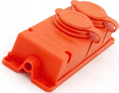 Prizë dyshe gome Rubber, IP44, montim në kabllo, portokalli