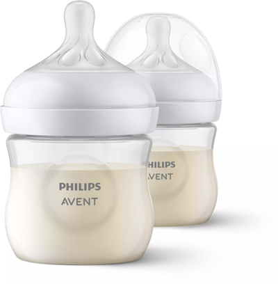 Set biberonë Philips Avent Natural Response SCY900/02, 2 x 125 ml, pa BPA, transparent