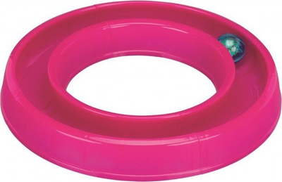 Pistë loje për mace Trixie Flashing Ball Race, 65 × 31 cm, rozë