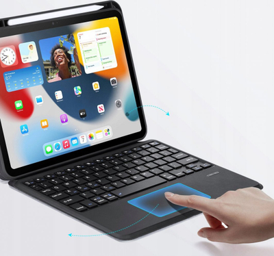 Këllëf tastiere Bluetooth me touchpad për iPad 11\", që shkon me iPad Pro 2024 edhe iPad Air 7/6/5, ngjyrë e zezë
