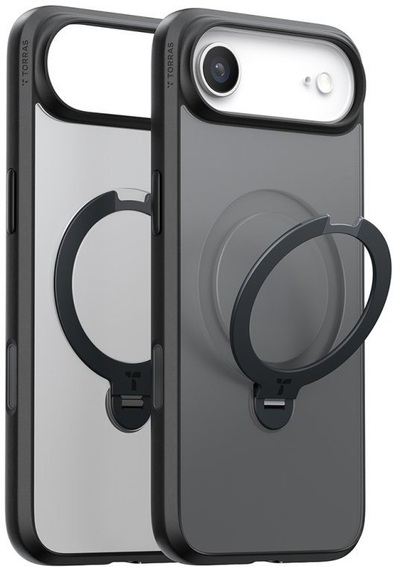 Kapak telefoni TORRAS Ostand Spin Series për iPhone 17 Air, me MagSafe, me këllëf mbështetës, i zi