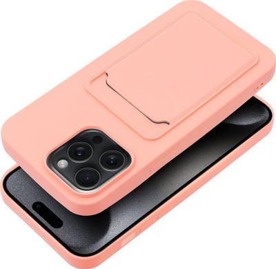 Mbulesë silikoni Forcell Card Case për iPhone 15 Pro Max, xhep për kartë, shkon me karikim wireless