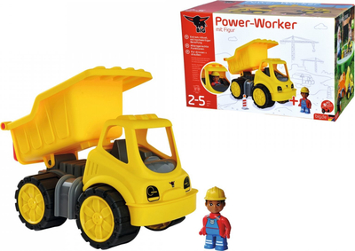 Lodër kamion BIG Power Worker MIDI Tipper, me figurë, i verdhë