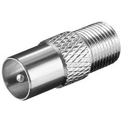Adapter antene SAT Goobay F-connector në prizë koaksiale, metalik, ngjyrë argjendi