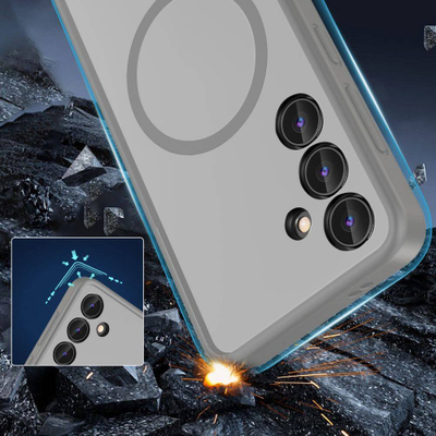 Këllëf telefoni Tech‑Protect Magmat MagSafe për Galaxy S24, gjysmë i tejdukshëm, Matte Titanium
