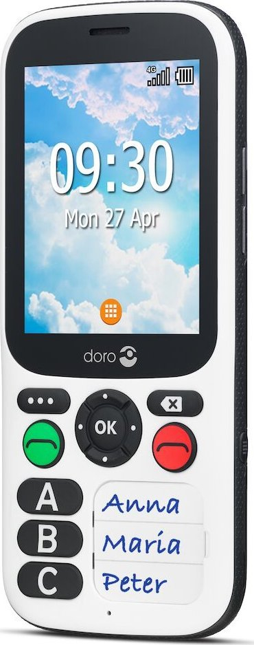 Telefoni Doro 780X, 2.8", me buton emergjence, bardh e zi