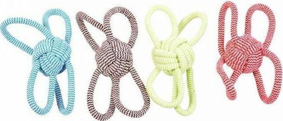 Lodër qeni Duvo+ Rope Ball, me doreza, 25.5cm, shumëngjyrëshe