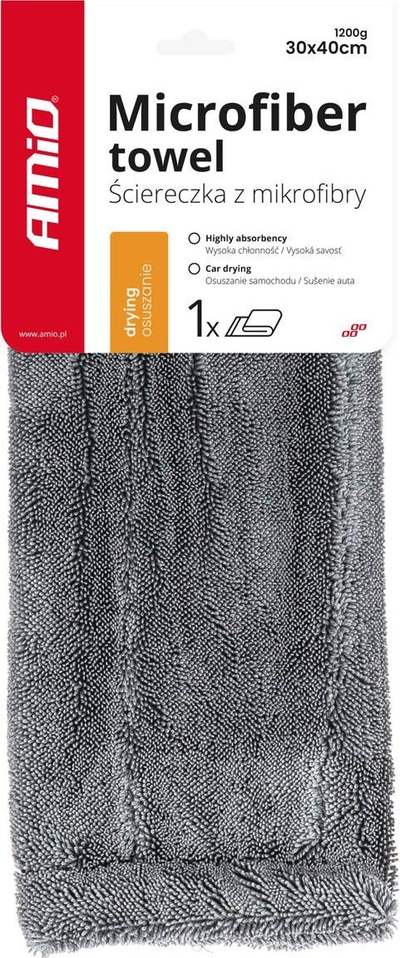 Peshqir mikrofibre AMiO 03759, 40x30cm, me thithje t’madhe, gri