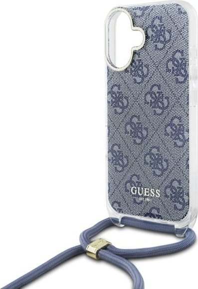Këllëf telefoni Guess GUHCP16SHC4SEB për iPhone 16 6.1", hardcase, me rrip crossbody, blu
