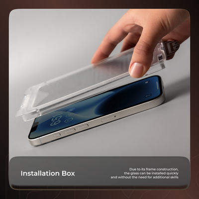 Xham mbrojtës Proove Achilles Installation Box për iPhone 15 Pro, 9H, i zi