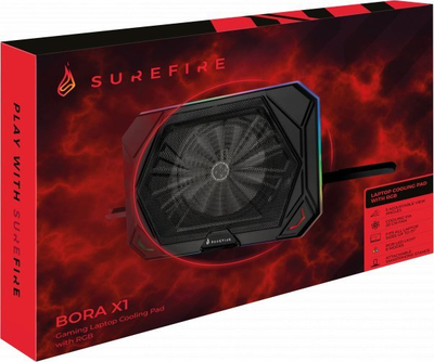 Ладилник за гејминг лаптоп SureFire Bora X1, до 17\", РГБ, црн