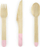 Set takëmesh druni Wooden Cutlery, 18 copa, 16cm, rozë